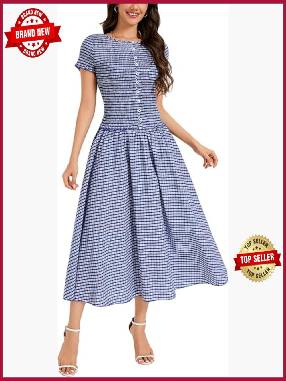 Gingham Crop Top and Midi Skirt Set 2 Piece Vacation Outfit
